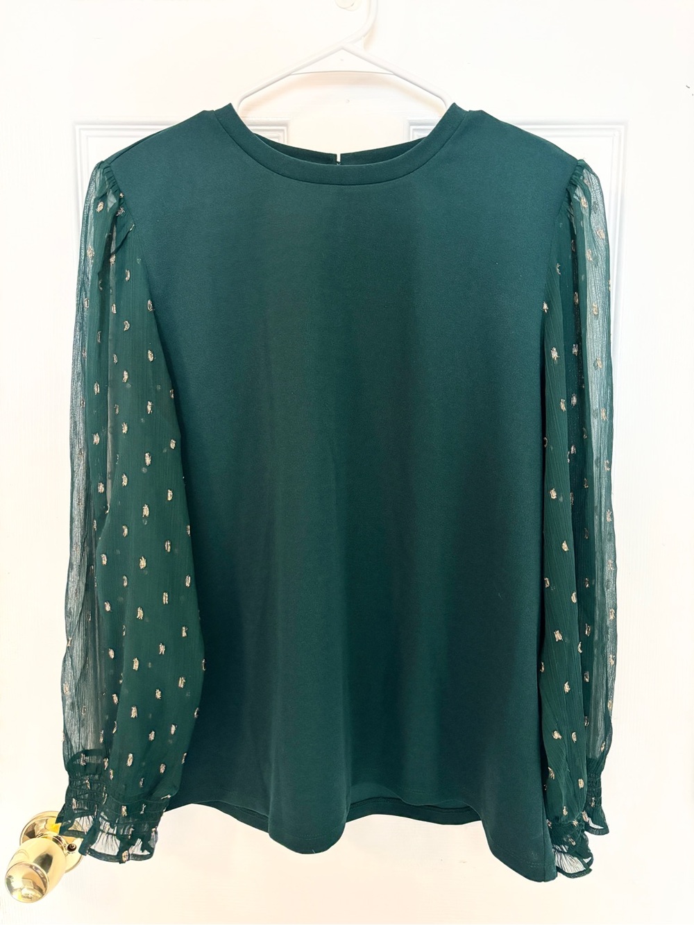 Ann Taylor Mixed Media Blouse with Sheer Sleeves